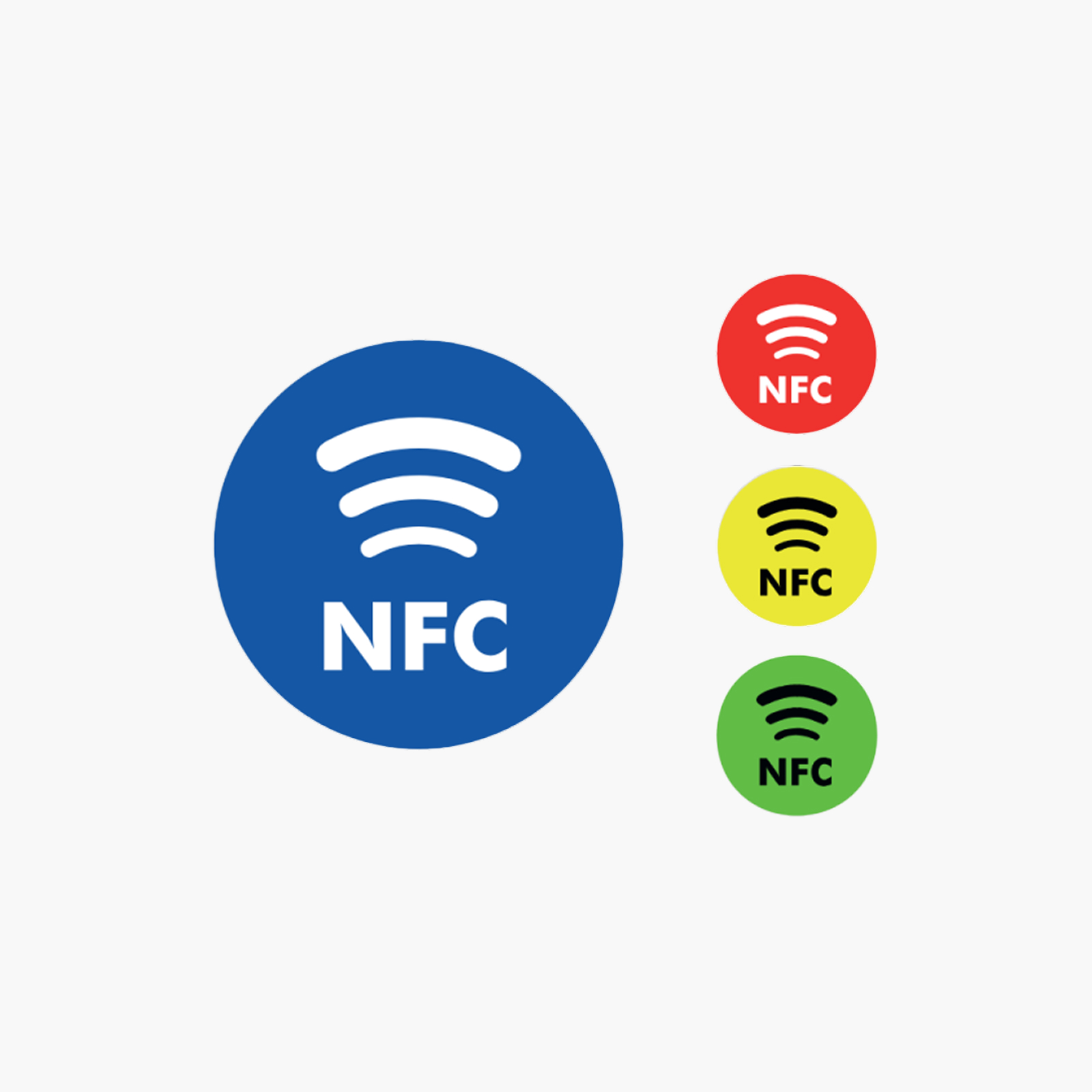 Etichetă NFC albastră cu logo NFC, rotundă
