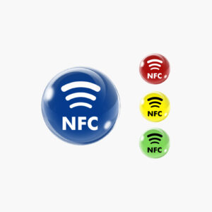 Etichetă NFC cu logo NFC, din rășină, 29 mm, albastră